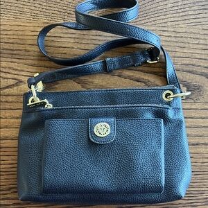 Anne Klein Navy Crossbody Bag with Gold Accents